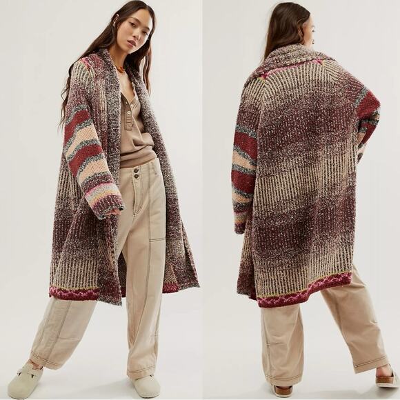 Free People Found My Bff Cardi Cardigan Sweater Coat Sugar and Spice Medium - Picture 4 of 16